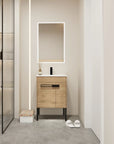 24" freestanding bathroom vanity with sink shown front-facing in a minimalist bathroom layout | Ace Decor