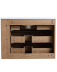 30" small bathroom vanity with drawers showing interior drawer structure and reinforced cabinet frame | Ace Decor