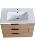 30 inch wall-mounted bathroom vanity with integrated resin sink and functional countertop space.