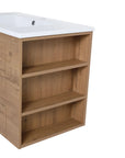 Oaklyn Series 30 inch bathroom vanity with side open shelves for extra bathroom storage.