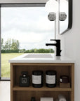 30" Wall-Mounted Bathroom Vanity with Sink, Soft-Close Drawer & Side Shelf color: Imitative Oak