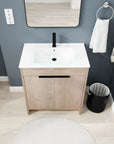 Front overhead view of 24" 24in bathroom vanity, highlighting integrated sink and clean modern lines | Ace Decor