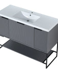Striata Series 48" Freestanding Bathroom Vanity in Rock Grey with Drawers, Soft-Close Storage & Open Shelf