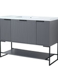 48" grey vanity bathroom unit with fluted front and open shelf design | Ace Decor