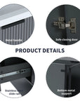 48" grey vanity bathroom unit product details showing handle, hinge, and slide rail features | Ace Decor