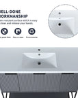 48" grey vanity bathroom unit stain-resistant countertop and sink close-up detail | Ace Decor