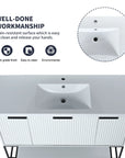 48” White Freestanding Single Sink Vanity with Drawers, Soft-Close Storage & Open Shelf