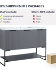 48" grey vanity bathroom unit shipping details with included and excluded items overview | Ace Decor