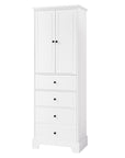 68” Bathroom Linen Cabinet – Tall Storage with Adjustable Shelves & Deep Drawers
