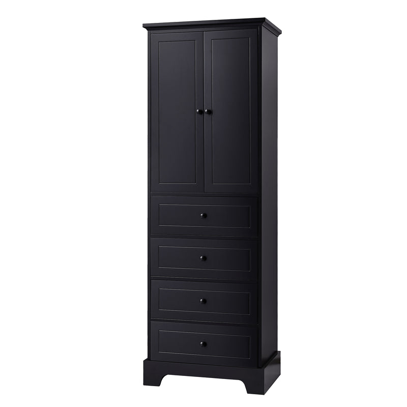 68” Bathroom Linen Cabinet – Tall Storage with Adjustable Shelves & Deep Drawers