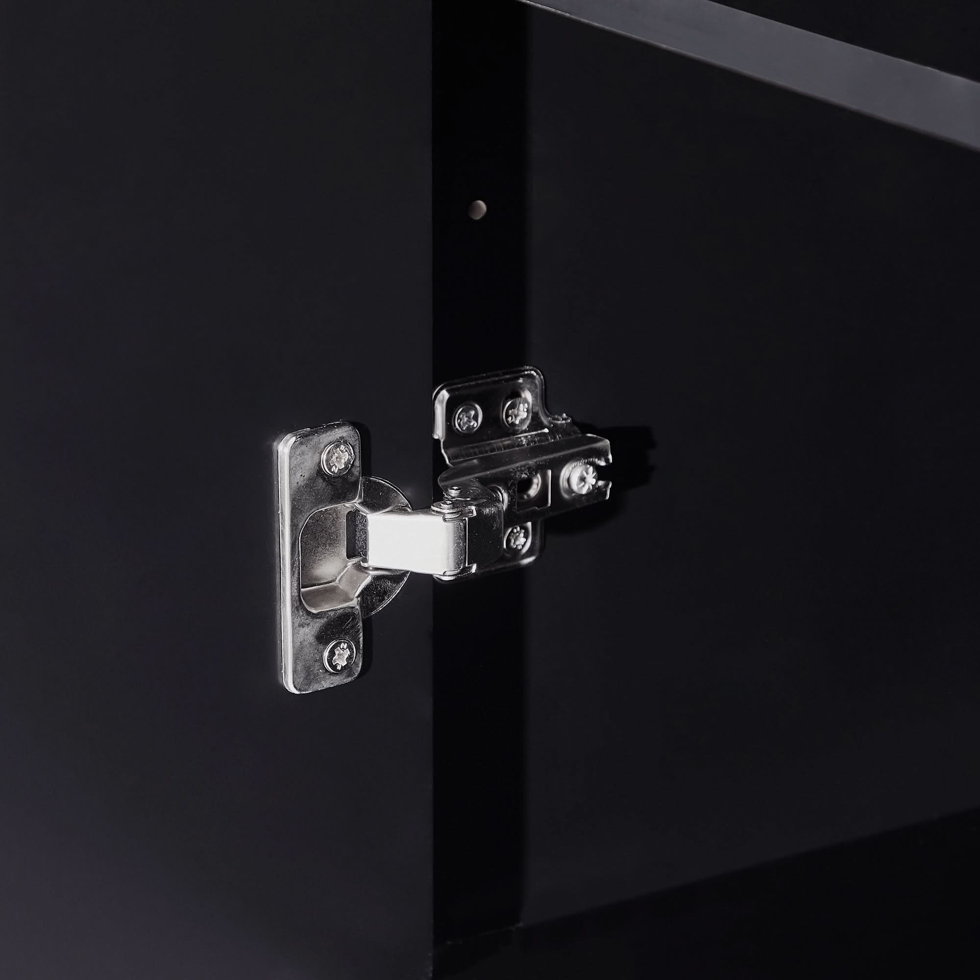 High quality stainless steel hinge of the Black 68” Bathroom Linen Cabinet.