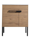 30" freestanding single bathroom vanity with sink featuring oak finish cabinet, black metal handle, and slim metal legs | Ace Decor