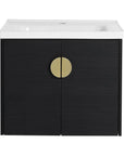 24” or 28” Black Wall-Mounted Bathroom Vanity with Soft Close Doors & Ceramic Sink