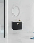 24 inch small corner vanity bathroom installed in a modern white space | Ace Decor
