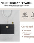 Eco-friendly plywood 28 inch walnut floating vanity featured in modern bathroom setting | Ace Decor