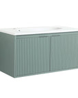 24" Floating Bathroom Vanity with Drop-Shaped Resin Sink – Modern Wall-Mounted Design color: Green