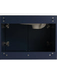24"–48" Navy Blue Floating Bathroom Vanity with Drop-Shaped Sink & Grille Cabinet Doors