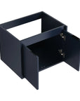 24"–48" Navy Blue Floating Bathroom Vanity with Drop-Shaped Sink & Grille Cabinet Doors