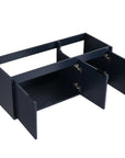 24"–48" Navy Blue Floating Bathroom Vanity with Drop-Shaped Sink & Grille Cabinet Doors