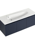 48" navy blue fluted 48 inches bathroom vanity front view | Ace Decor