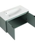 36" sage green vanity bathroom 36 inch with open storage cabinet | Ace Decor