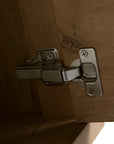 Soft-close hinge detail on 36" floating sink vanity for bathroom cabinet door | Ace Decor