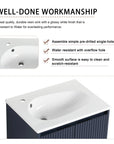 24"–48" Navy Blue Floating Bathroom Vanity with Drop-Shaped Sink & Grille Cabinet Doors
