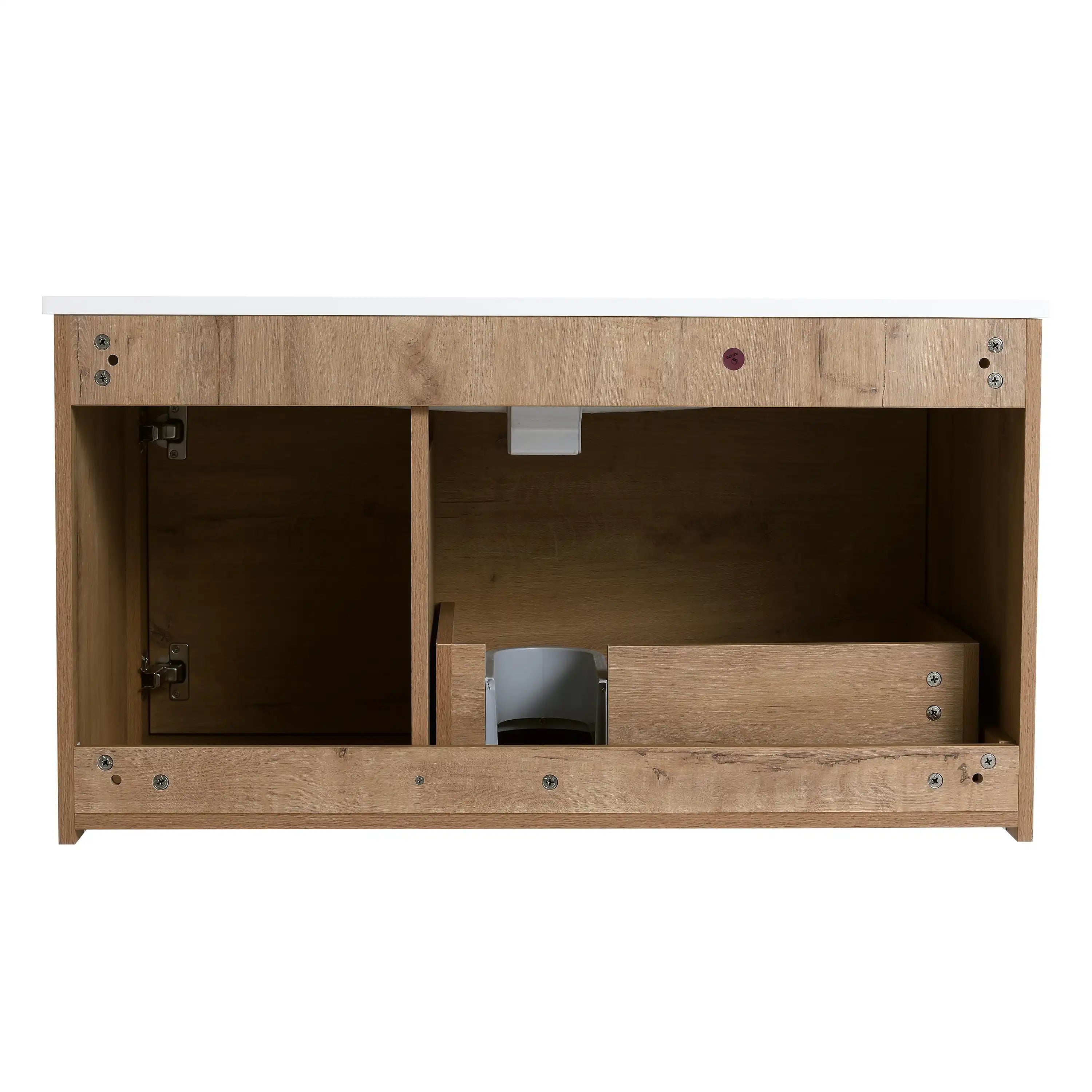 36 Imitative Oak Inch Wall-Mounted Bathroom Vanity with Gel Sink – Modern & Space-Saving Design