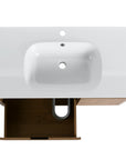36" floating sink vanity for bathroom top view showing integrated sink and plumbing cutout | Ace Decor