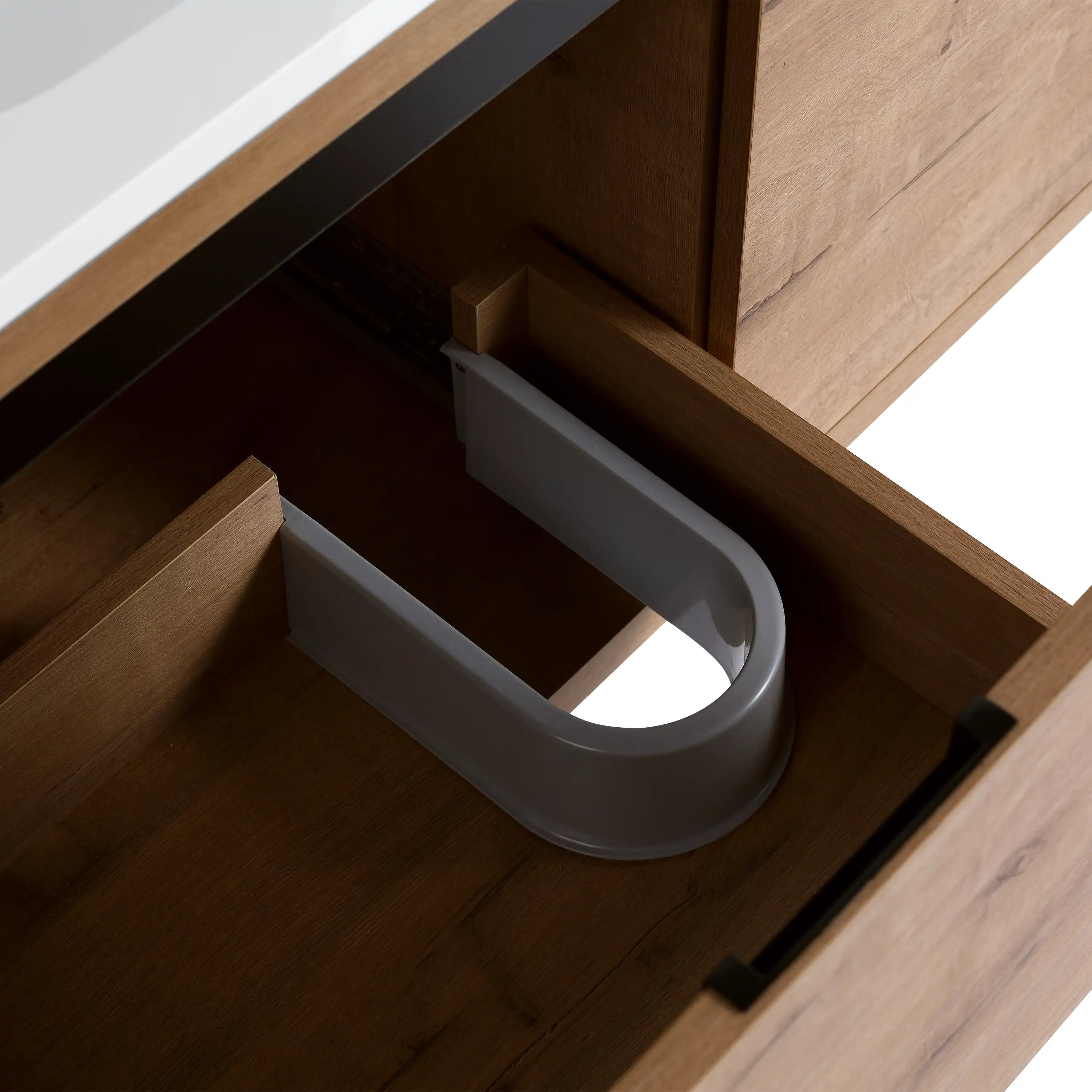 36 Imitative Oak Inch Wall-Mounted Bathroom Vanity with Gel Sink – Modern & Space-Saving Design