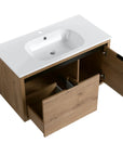 36 Imitative Oak Inch Wall-Mounted Bathroom Vanity with Gel Sink – Modern & Space-Saving Design