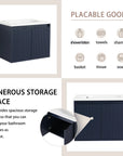 24"–48" Navy Blue Floating Bathroom Vanity with Drop-Shaped Sink & Grille Cabinet Doors