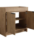 36" imitative oak bathroom vanity interior with double doors and adjustable shelf | 36 inch vanity with sink | Ace Decor