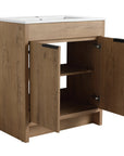 30 inch vanity with sink open-door view highlighting interior storage space, modern 30" bathroom vanity | Ace Decor