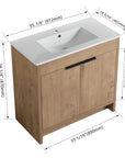 36" freestanding bathroom vanity with white integrated sink and dimensions, 36 inch vanity with sink | Ace Decor