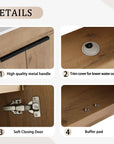 Black bathroom sink vanity 24" details showing handle, soft-close hinge, and interior features | Ace Decor