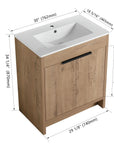 30 inch vanity with sink with detailed dimensions diagram, freestanding 30" bathroom vanity size guide | Ace Decor