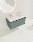 36" sage green vanity bathroom 36 inch angled top view in bathroom setting | Ace Decor