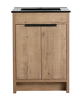 Front view of 24" black bathroom sink vanity with black integrated sink and double doors | Ace Decor