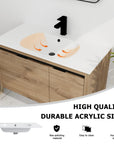 36" floating sink vanity for bathroom with integrated resin sink and wall-mounted design | Ace Decor