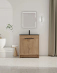 30" black sink freestanding bathroom setup, modern 30 inch bathroom vanity with sink in imitative oak finish | Ace Decor
