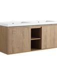 Oakridge Series 48" Wall-Mounted Bathroom Vanity with Center Open Storage & Integrated Sinks
