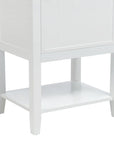 20" white bathroom vanity unit open shelf detail | Ace Decor
