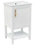 Mistford Series 20" Classic White Bathroom Vanity Cabinet with Sink, Soft-Closing Door, Storage Rack & Open Shelf