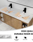 48 inch bathroom vanity wall mounted with durable resin sinks, smooth drainage design and easy-clean surface | Ace Decor