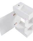18.6" tiny vanity bathroom cabinet with open door and side shelves | Ace Decor