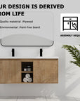 Front view of 48 inch wall mounted bathroom vanity with sink highlighting center open storage and clean modern design | Ace Decor