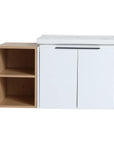 36" bathroom vanity with side shelf and ceramic sink front view modern floating design | Ace Decor