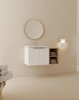 36" bathroom vanity with side shelf floating vanity with open shelf for towels and storage | Ace Decor