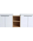 60" vanity with shelf on the side front view with dual cabinets and open center shelf | Ace Decor